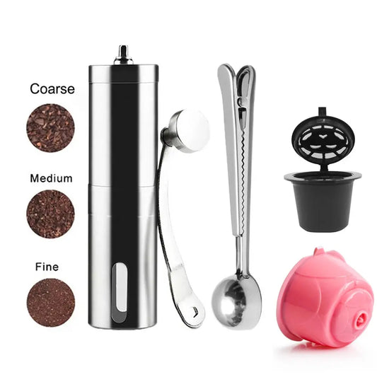 Mini Coffee Grinder Stainless Steel Hand Manual Handmade Coffee Bean Grinder Crocus Grinders Nespresso Dolce Gusto Capsule Evolatte