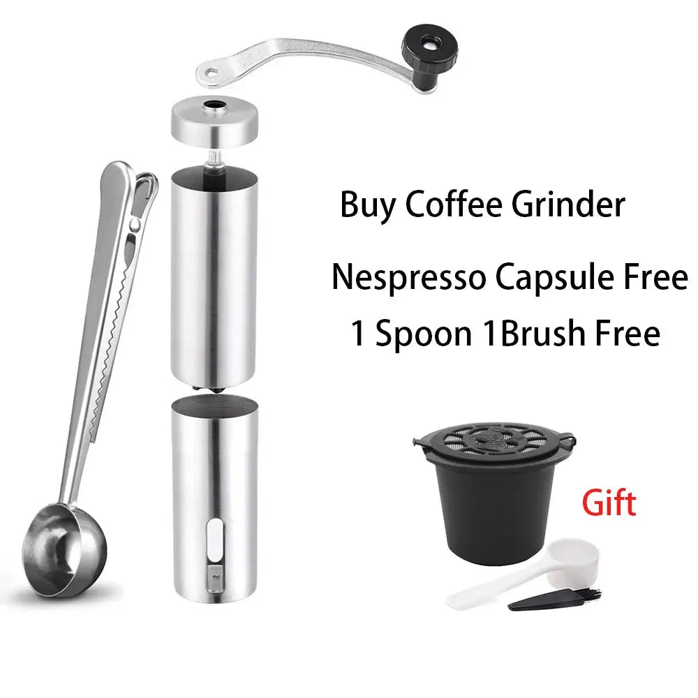 Mini Coffee Grinder Stainless Steel Hand Manual Handmade Coffee Bean Grinder Crocus Grinders Nespresso Dolce Gusto Capsule Evolatte
