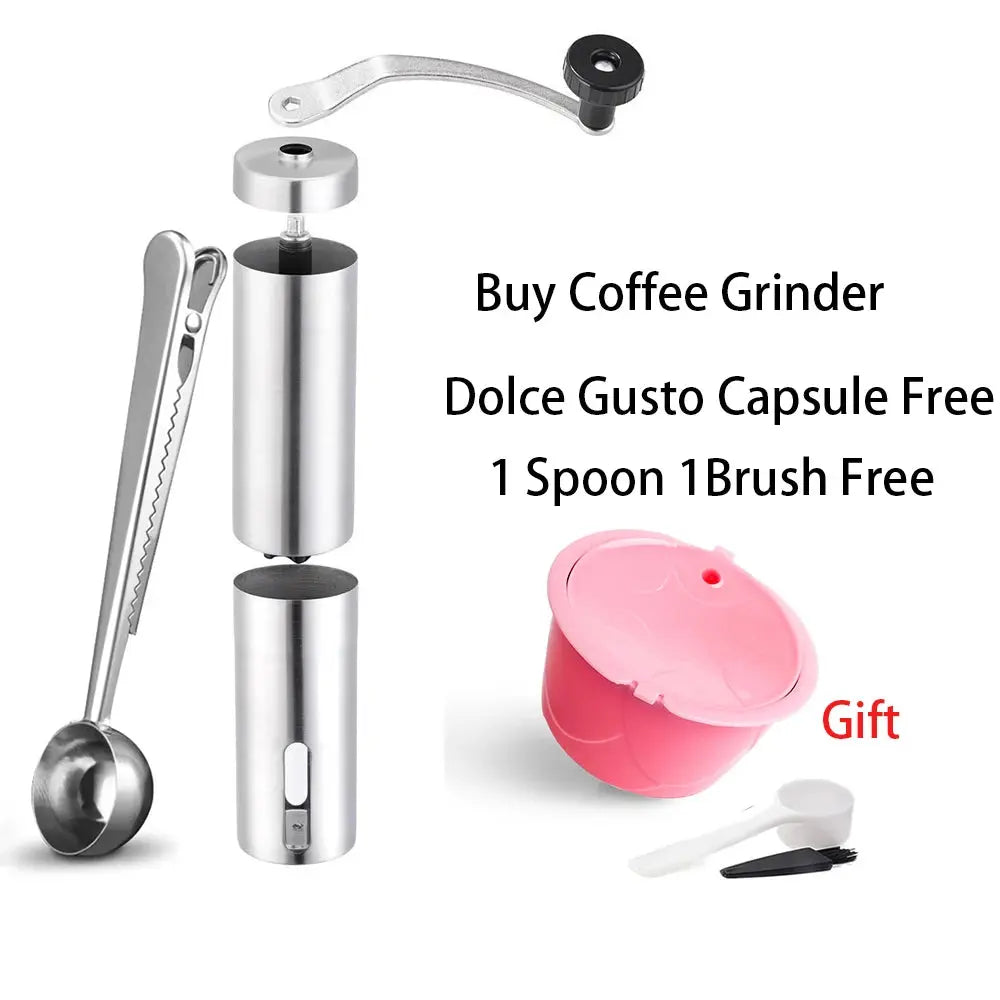 Mini Coffee Grinder Stainless Steel Hand Manual Handmade Coffee Bean Grinder Crocus Grinders Nespresso Dolce Gusto Capsule Evolatte