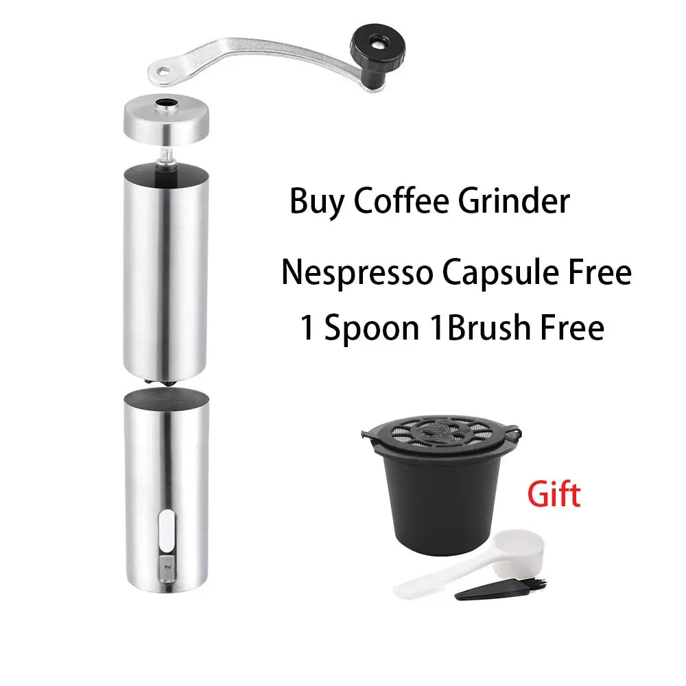 Mini Coffee Grinder Stainless Steel Hand Manual Handmade Coffee Bean Grinder Crocus Grinders Nespresso Dolce Gusto Capsule Evolatte