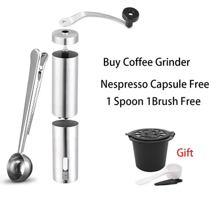 Mini Coffee Grinder Stainless Steel Hand Manual Handmade Coffee Bean Grinder Crocus Grinders Nespresso Dolce Gusto Capsule Evolatte