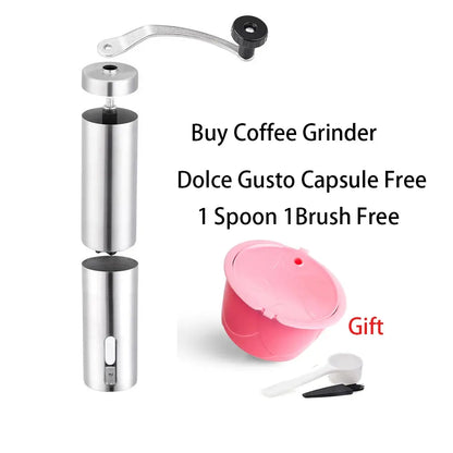 Mini Coffee Grinder Stainless Steel Hand Manual Handmade Coffee Bean Grinder Crocus Grinders Nespresso Dolce Gusto Capsule Evolatte